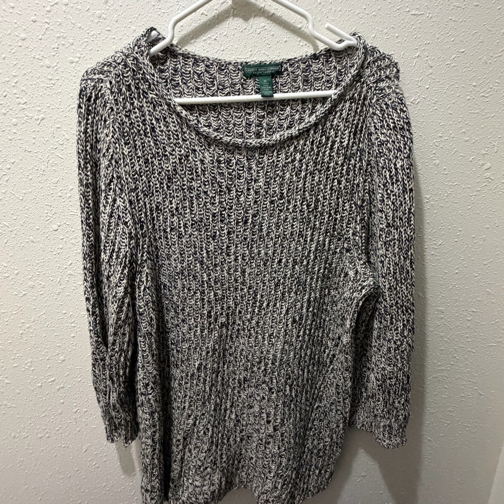 Lauren Jean Co Ralph Lauren Womens Large Roll Neck Tweed Sweater